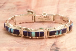 Calvin Begay Genuine Blue Lapis Sterling Silver Navajo Bracelet